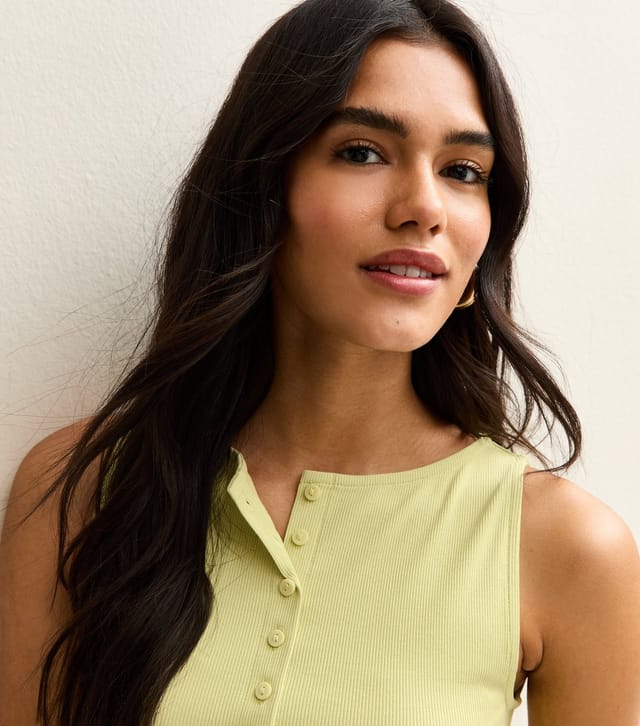 New Look Women's Light Green Button Through Tank Top New Look - 3