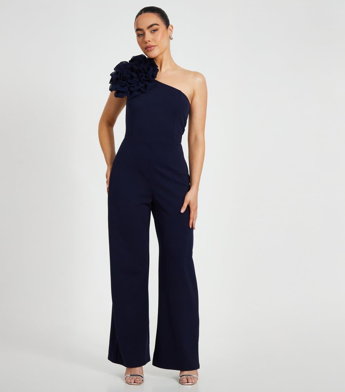 Quiz Women's Petie Navy Oversized Wide Leg Jumpsuit Quiz New Look
