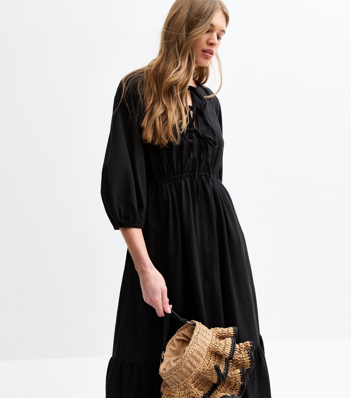 New Look Women's Black Bow Front Midi Dress New Look - 2