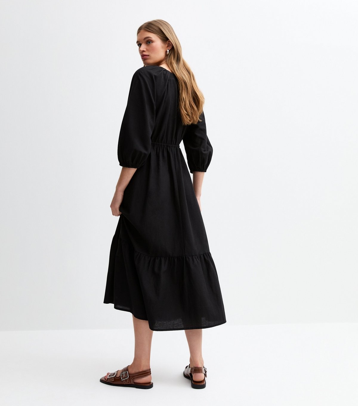 New Look Women's Black Bow Front Midi Dress New Look - 4