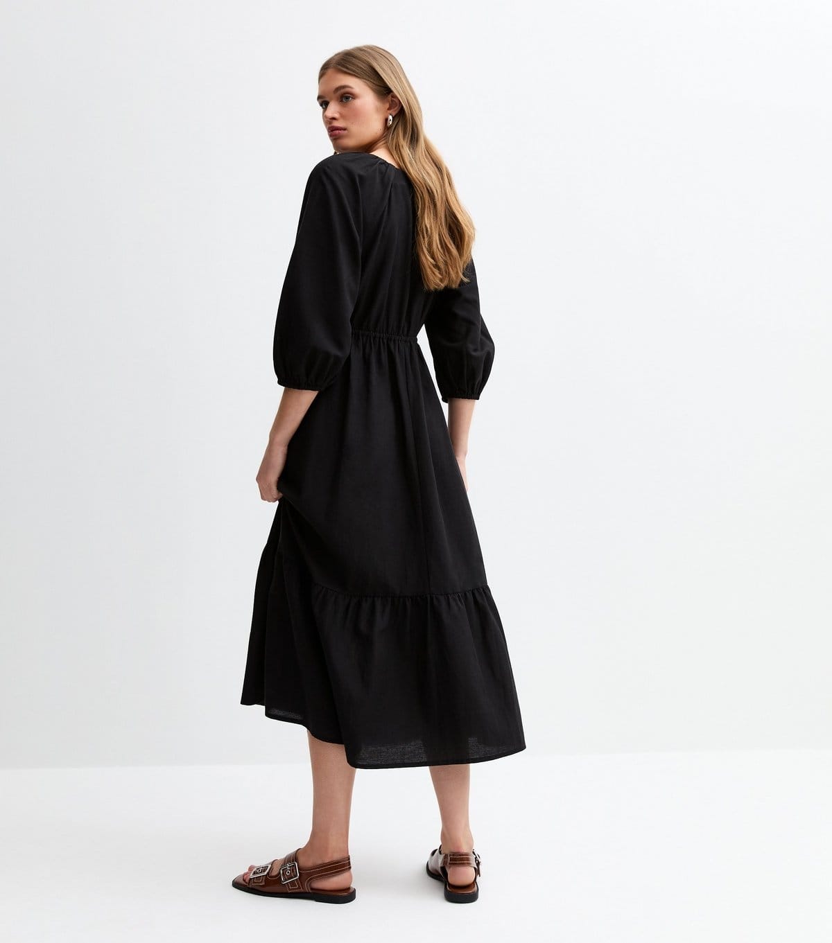 New Look Women's Black Bow Front Midi Dress New Look - 4