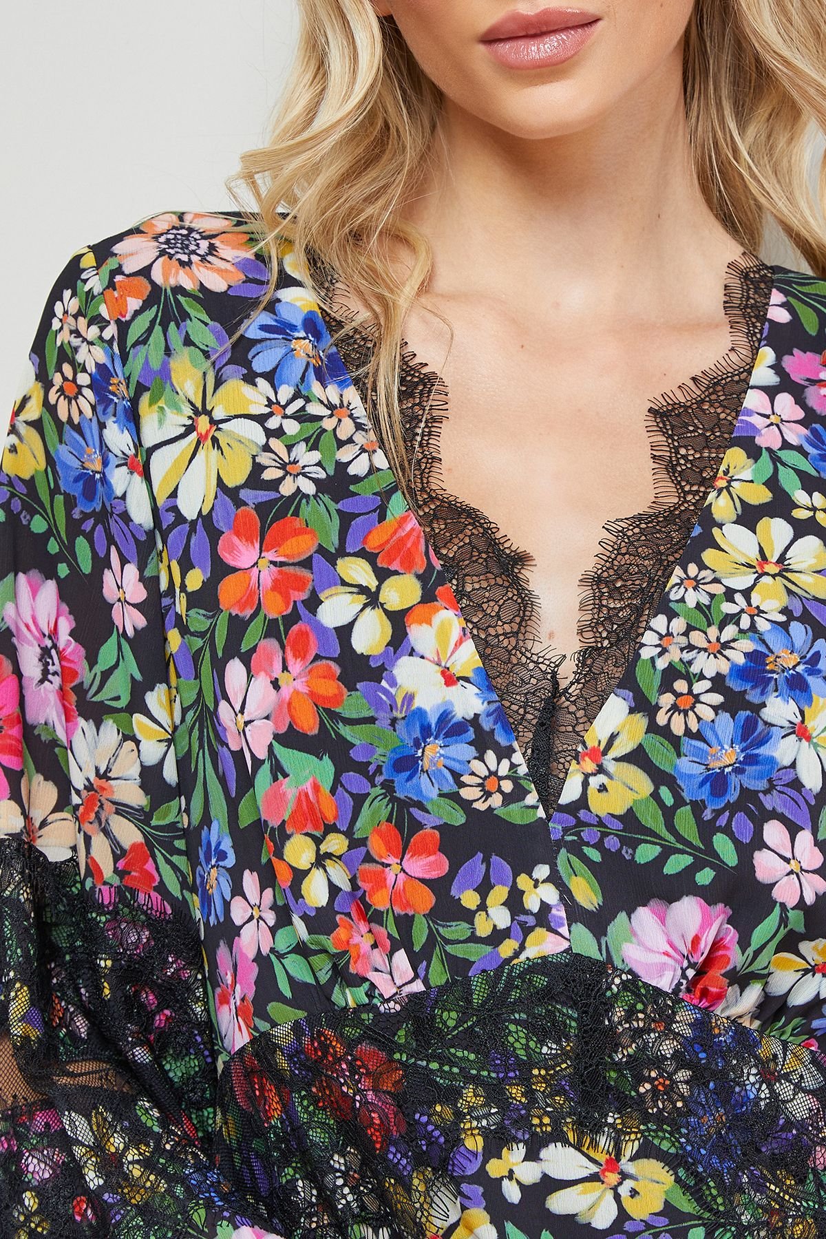 Oasis Oasis Women's Printed Lace Insert Bias Midi Dress - 4