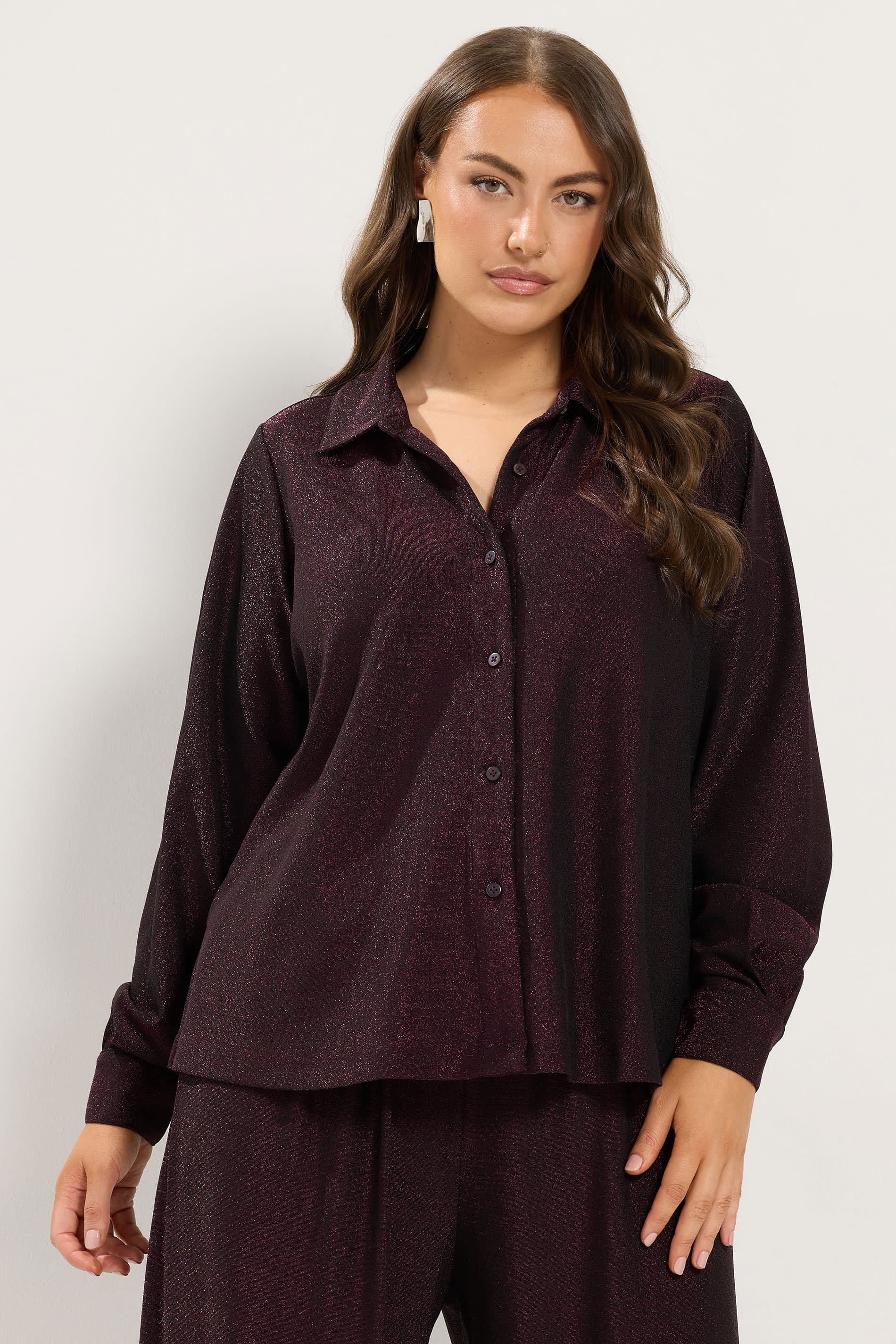 Yours Plus Size Purple Metallic Shirt