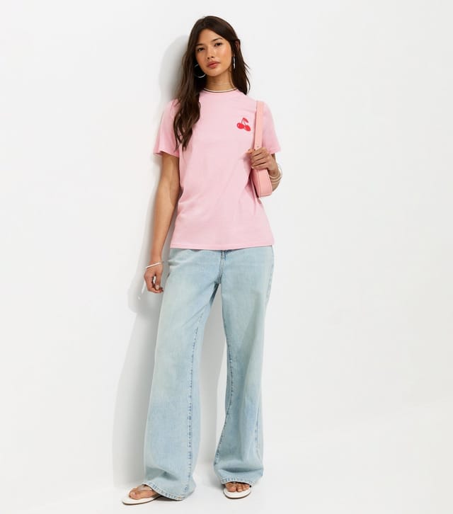 New Look Women's Pink Cherry Print T-Shirt New Look - 3