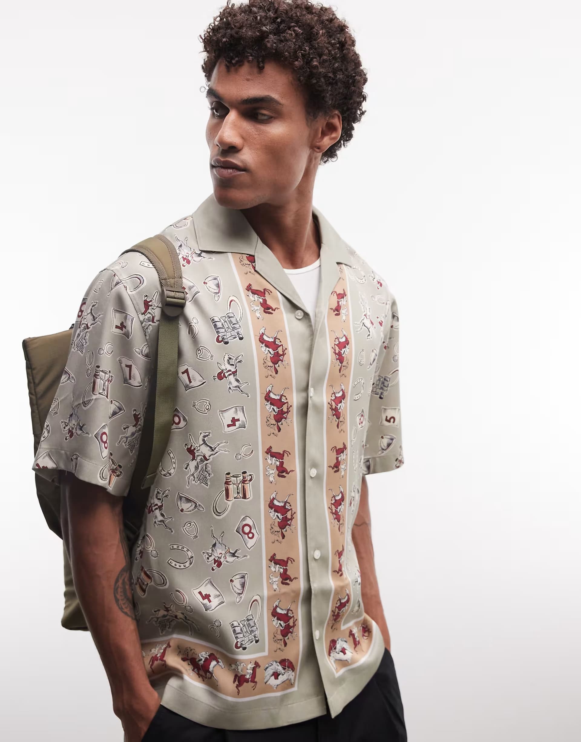ASOS HUGO Red striped printed shirt in light green