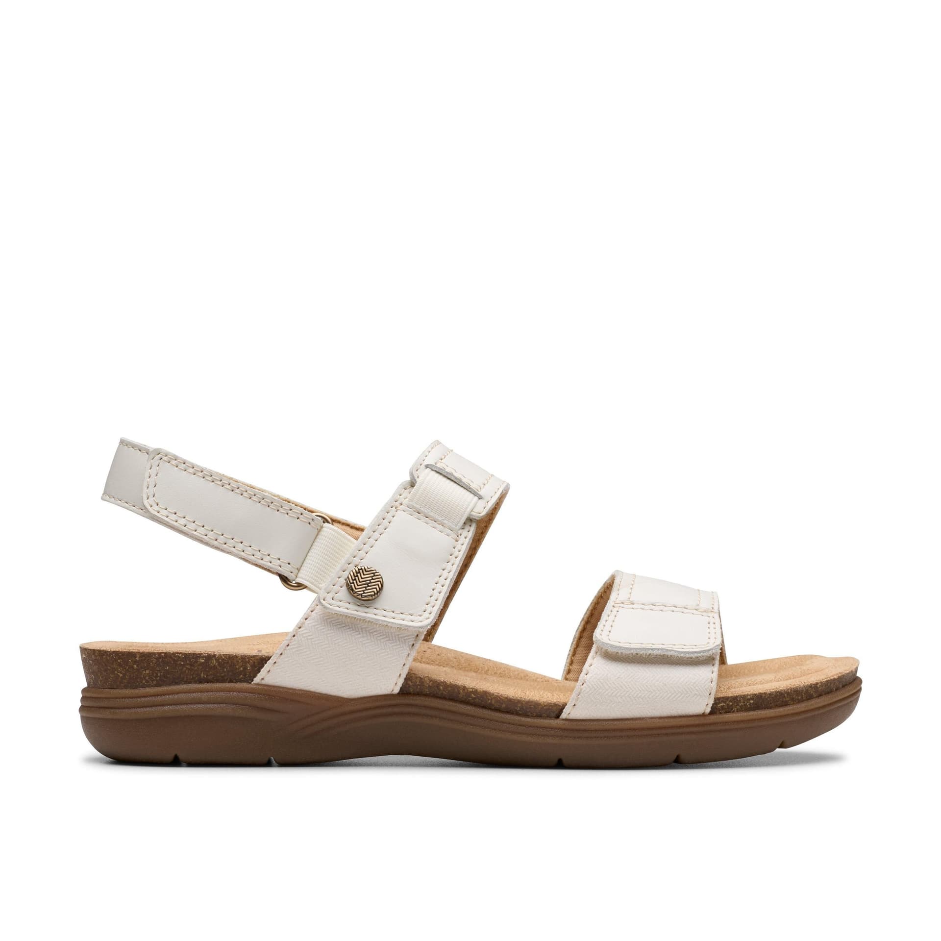 Clarks Clarks Women's April Clover Off-White Combination Flat Sandals in White