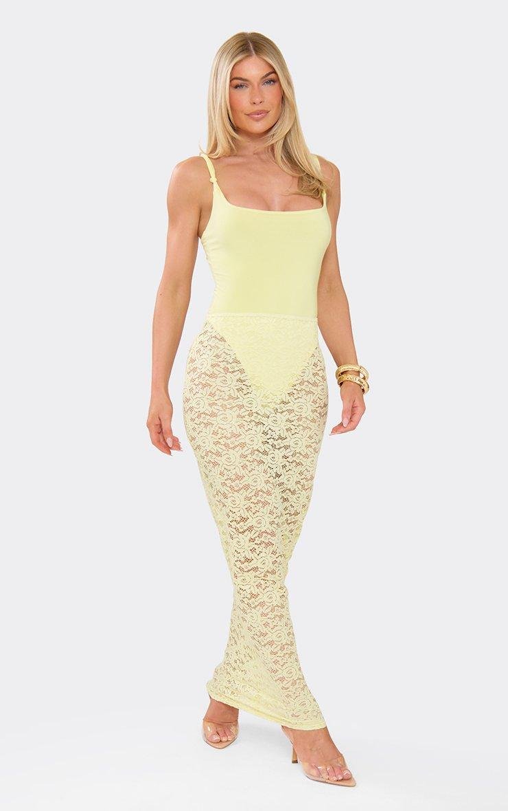 EGO Scoop Neck Knot Strap Detail Bodysuit In Lemon, Women's Size UK 6 - 2