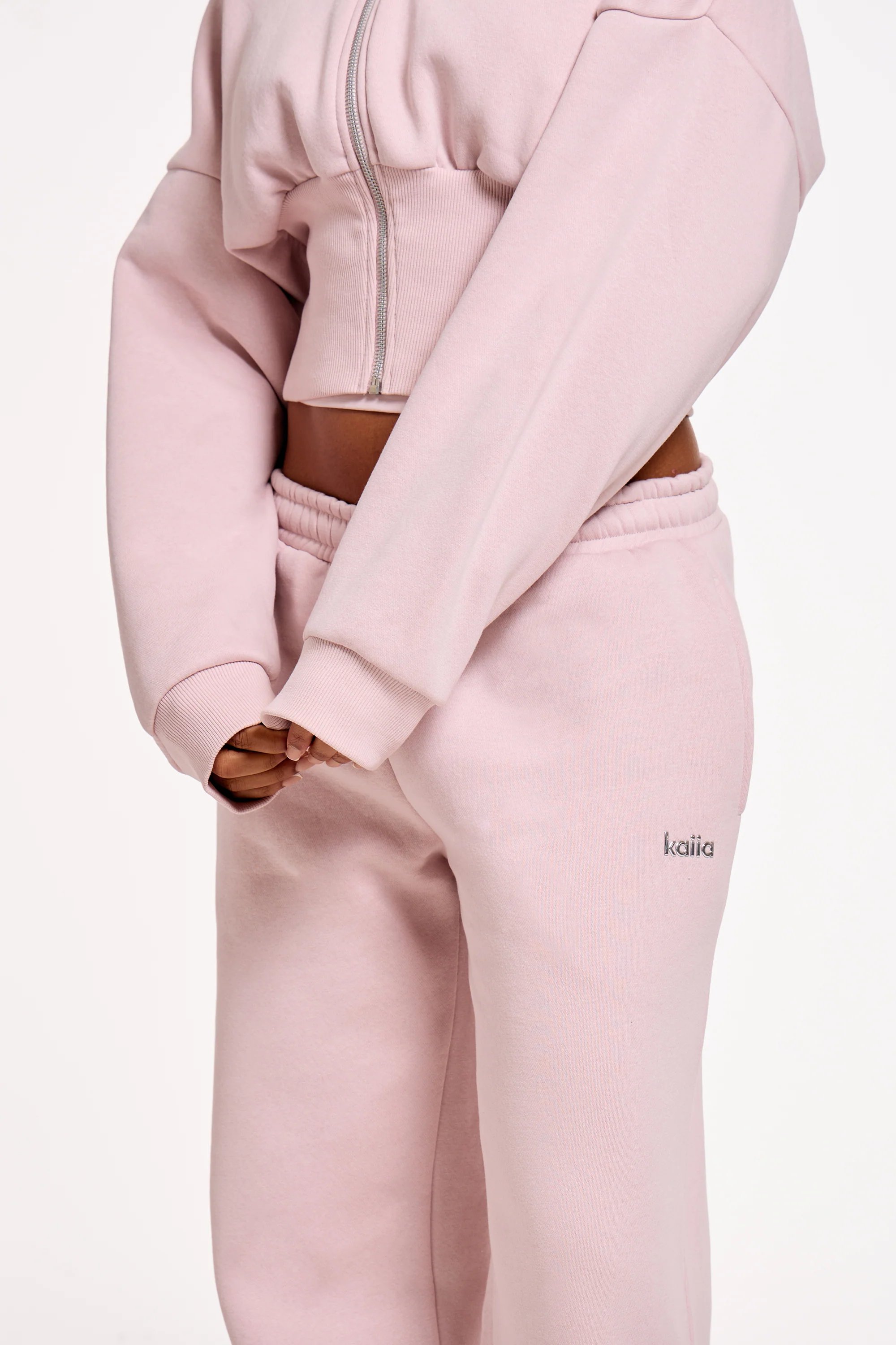 Kaiia Kaiia Chrome Logo Wide Leg Joggers Pale Dusty Lilac - 2