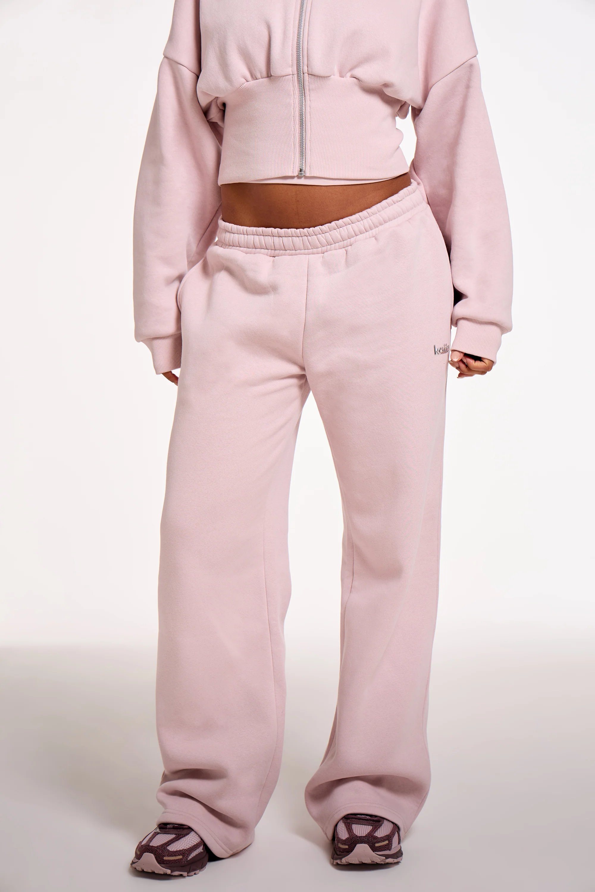 Kaiia Kaiia Chrome Logo Wide Leg Joggers Pale Dusty Lilac - 3