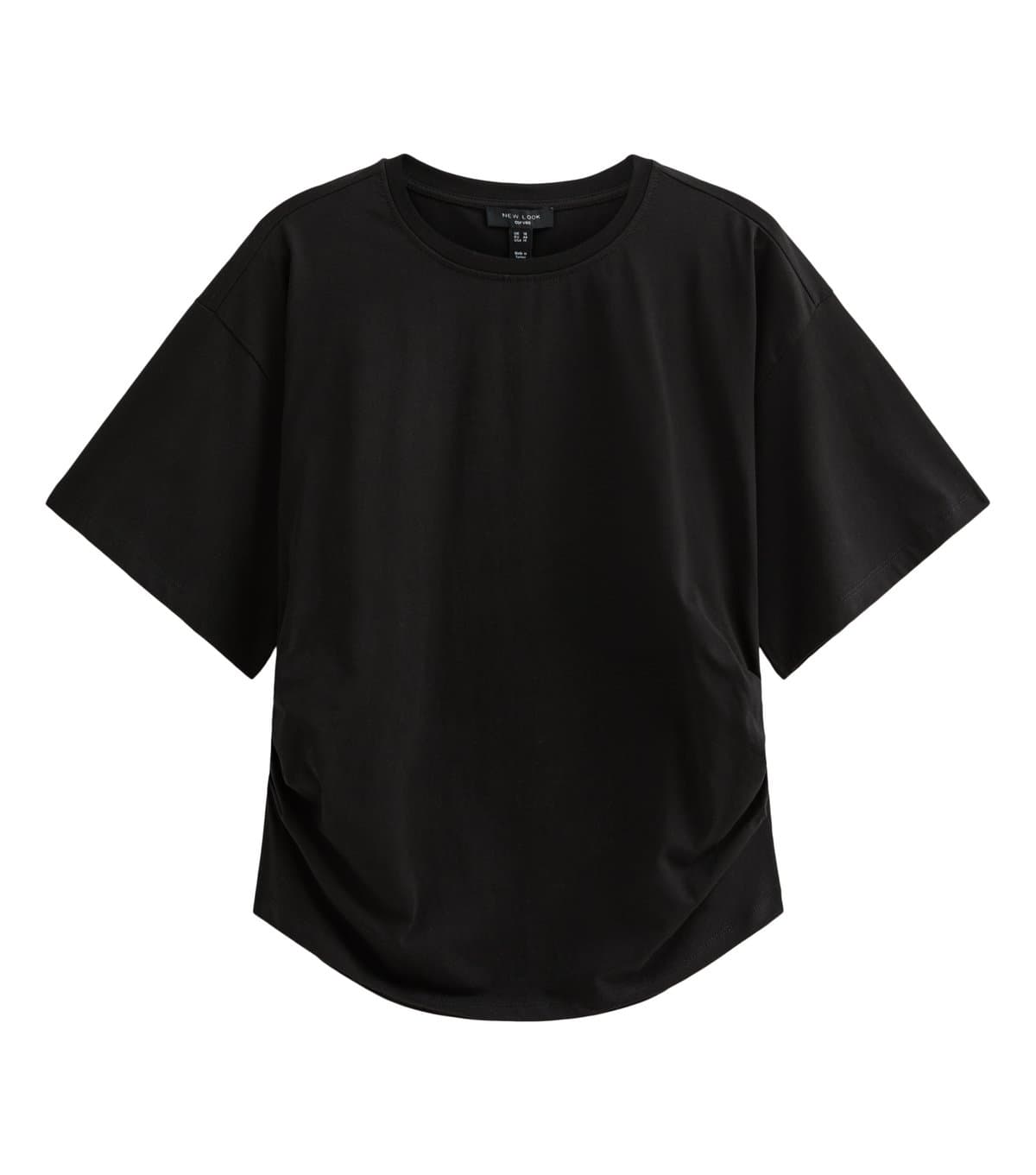 New Look Women's Plus Size Black Ruched Sides Corset Waist T-Shirt Curves New Look