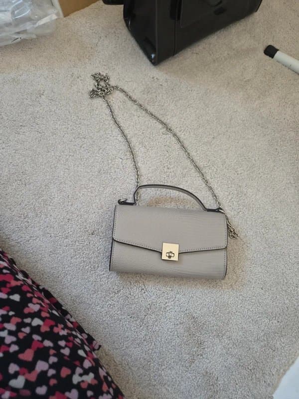 New Look New Look Small Grey Crossbody Bag with Long Silver Chain & Top Handle