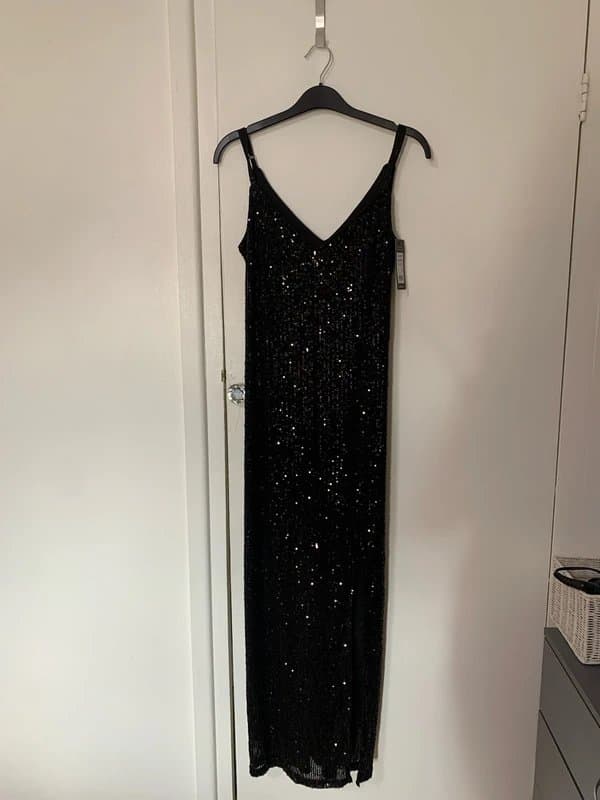 New Look New Look Black Sequin Midi Slip Dress
