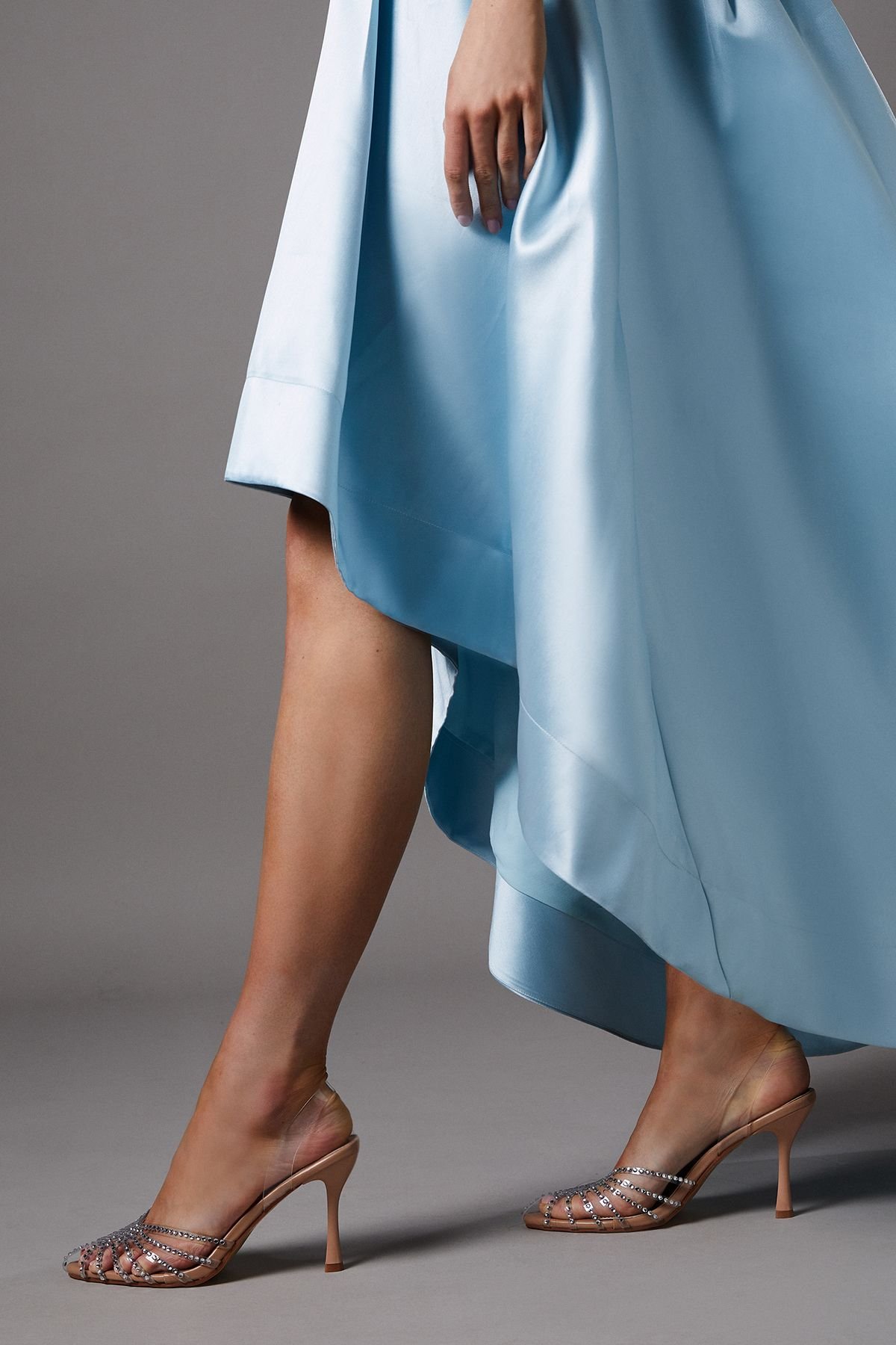 Coast Coast Women's Penny Diamante Caged High Heel Slingback Court Shoes in Beige - 3