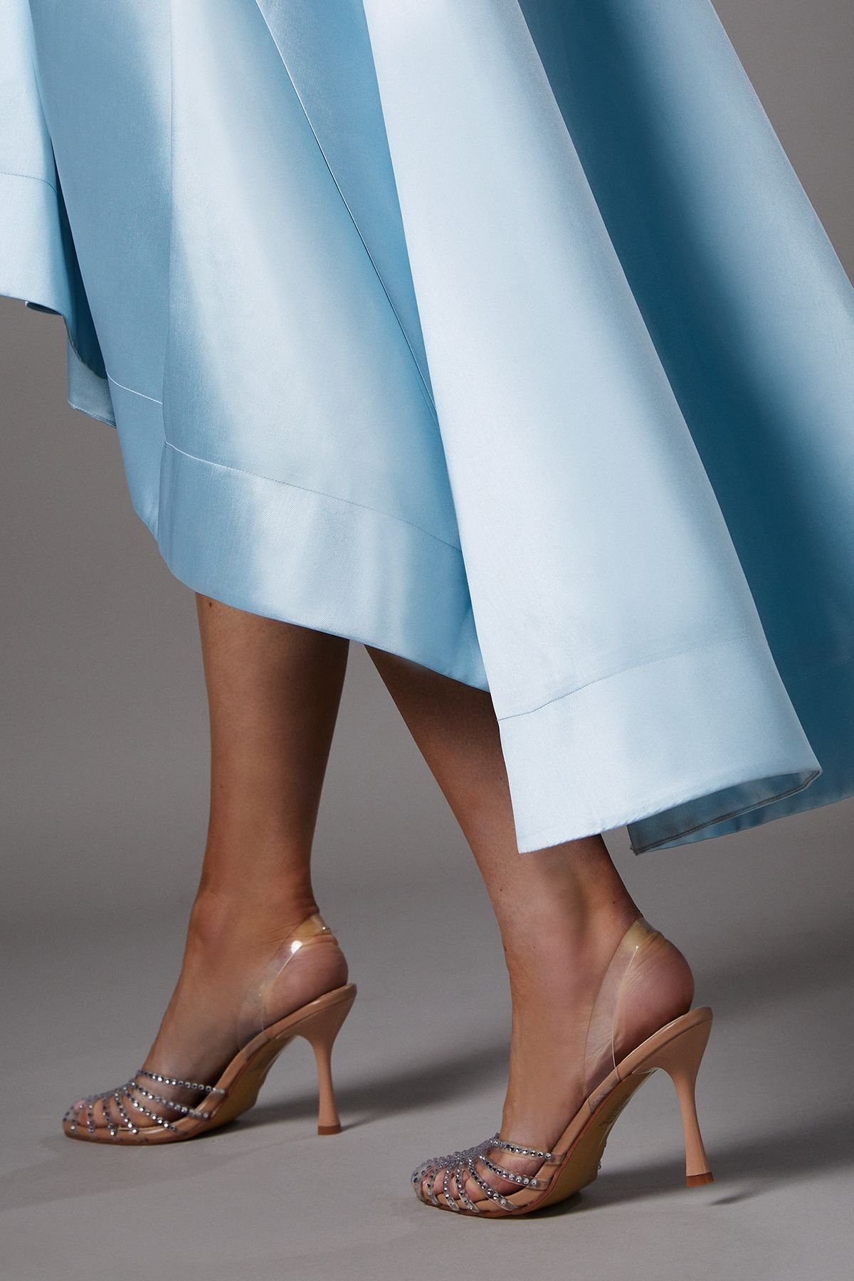 Coast Coast Women's Penny Diamante Caged High Heel Slingback Court Shoes in Beige - 4