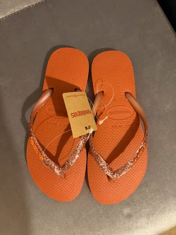 Havaianas Havaianas pink glitter embellished metallic shimmer flip flops sparkle sandals size 35 / 36 UK 3 - 4