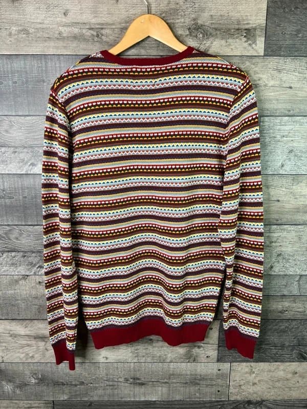 ASOS ASOS Mens Jumper Size Medium Red Stripe Fair Isle Knit Sweater