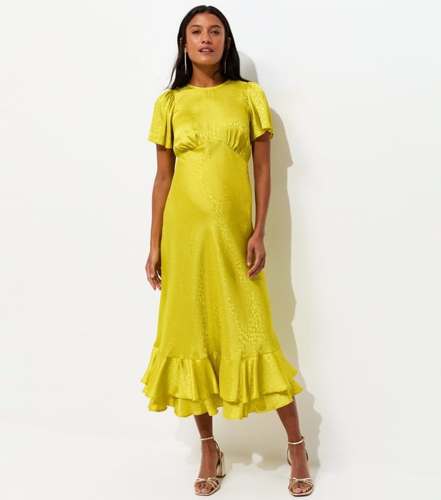 New Look Women's Maternity Light Green Feather Jaquard Satin Midi Dress New Look - 2