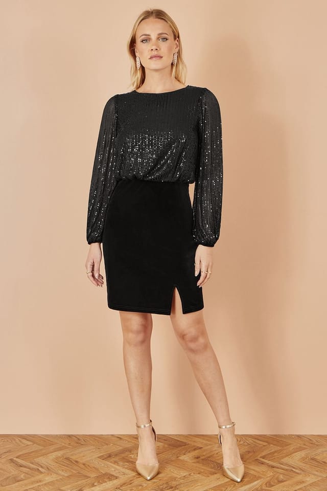 Yumi Yumi Women's Black Sequin & Velvet Mini Dress - 3