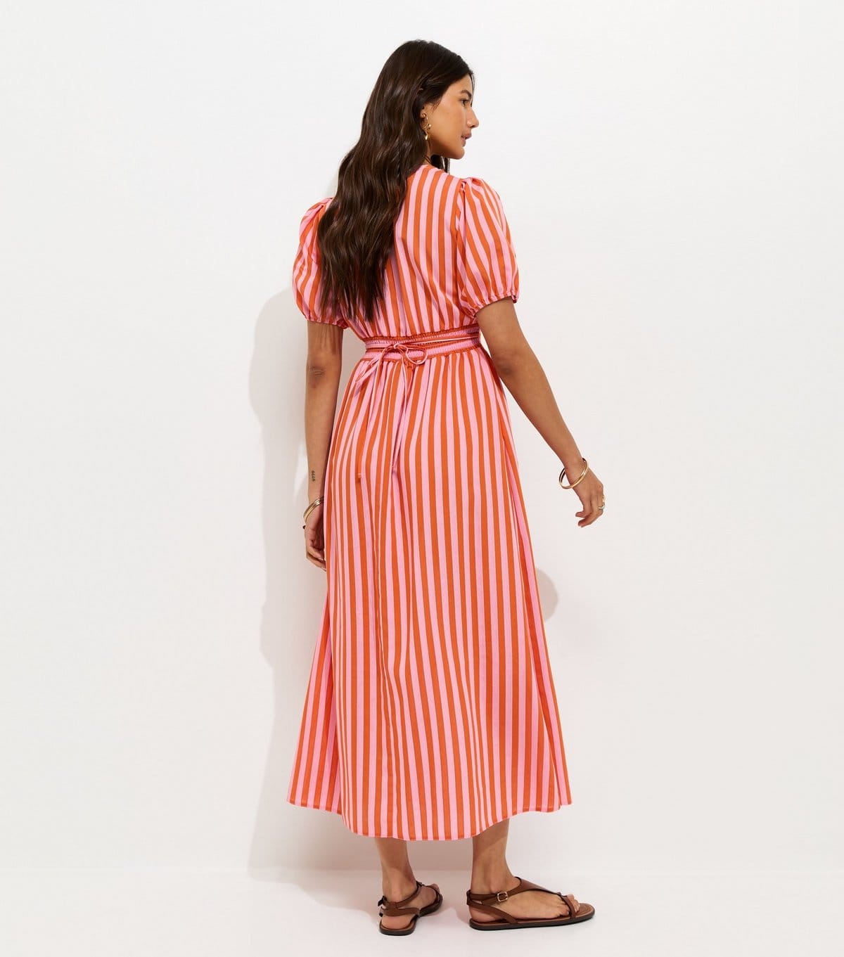 New Look Women's Pink Striped V-Neck Midi Dress New Look - 4