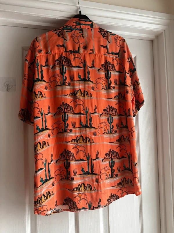 Springfield Springfield Men’s Summer/ Holiday Shirt – Vibrant Orange Desert Cactus Print – UK Size M BNWT
