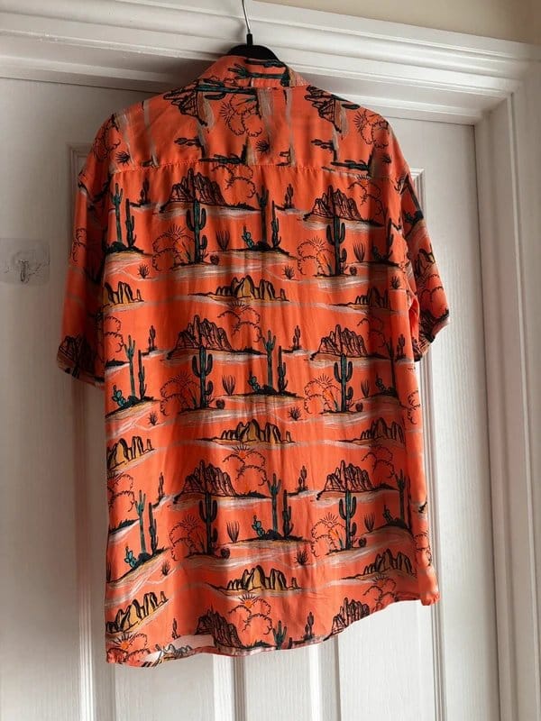 Springfield Springfield Men’s Summer/ Holiday Shirt – Vibrant Orange Desert Cactus Print – UK Size M BNWT - 1