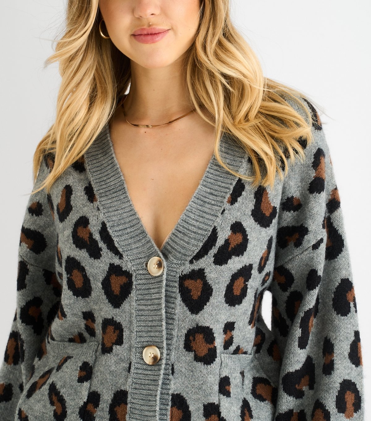 Gini London Women's Grey Animal Print Cardigan Gini London New Look - 2