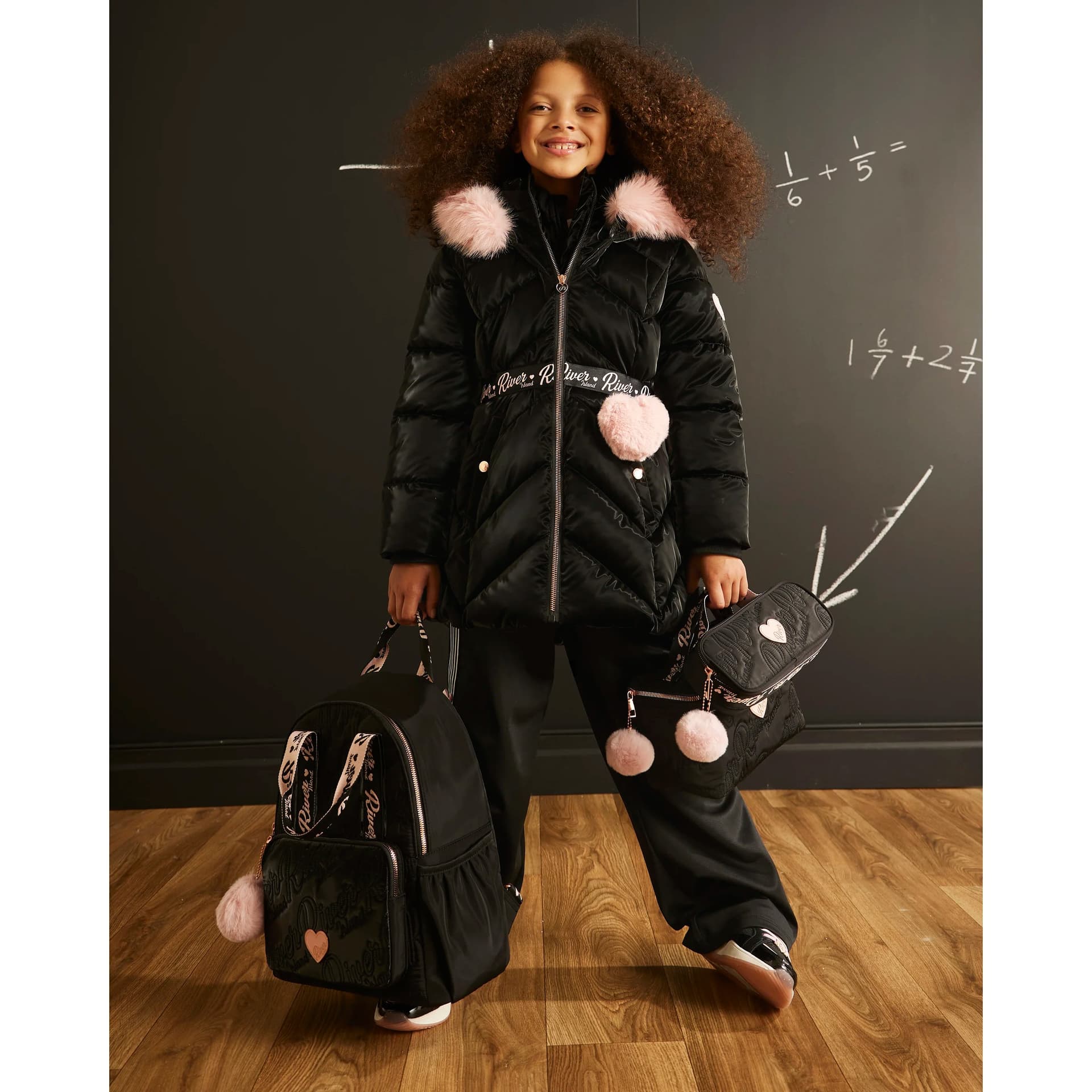 River Island River Island Black Backpack, Luncbox And Pencil Case Set