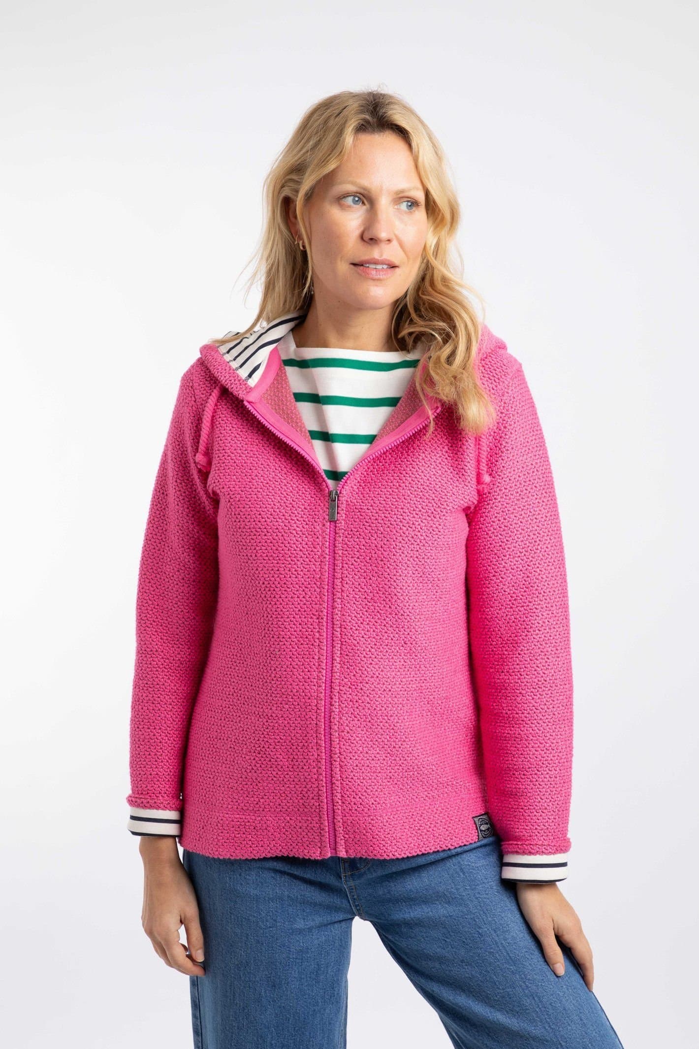 Weird Fish Weird Fish Women's Chicoa Full Zip Macaroni Hoodie in Pink