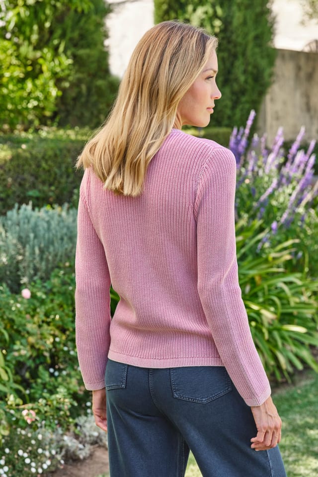 WoolOvers WoolOvers Women's Zip Through Pocket Cardigan in Light Pink - 3