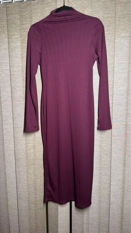 River Island River Island plum ribbed long sleeve midi dress bnwot sz 10