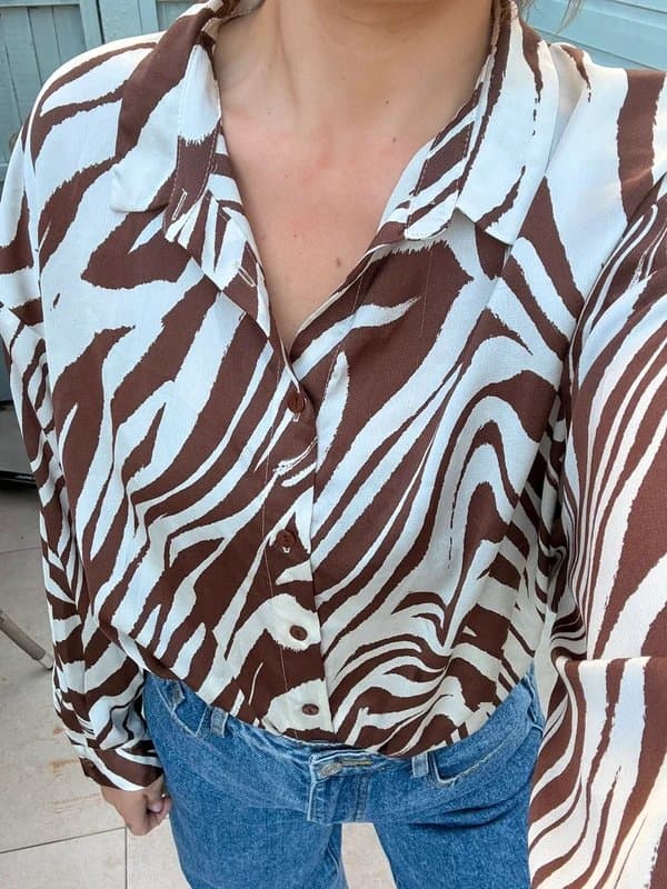 New Look Abstract satin long sleeved shirt zebra print