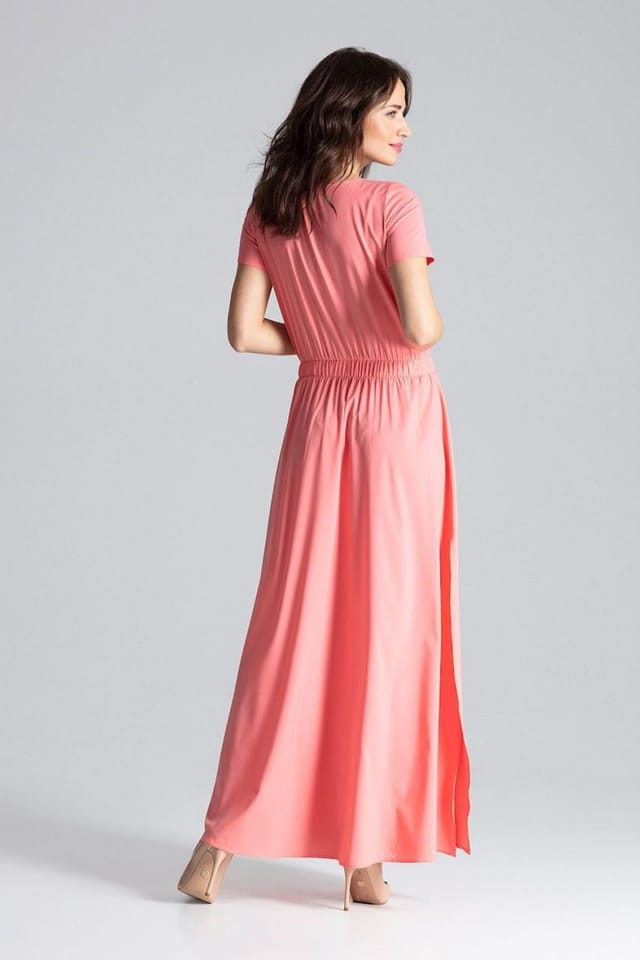 Love Lace Love Lace Women's Long Short Sleeve Dress Pockets Elastic Waist in Pink - 3