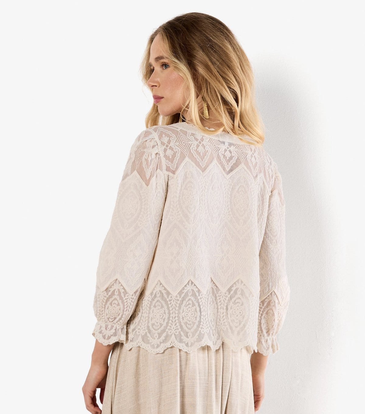 Apricot Women's Stone Embroidered V-Neck Cardigan Apricot New Look - 4