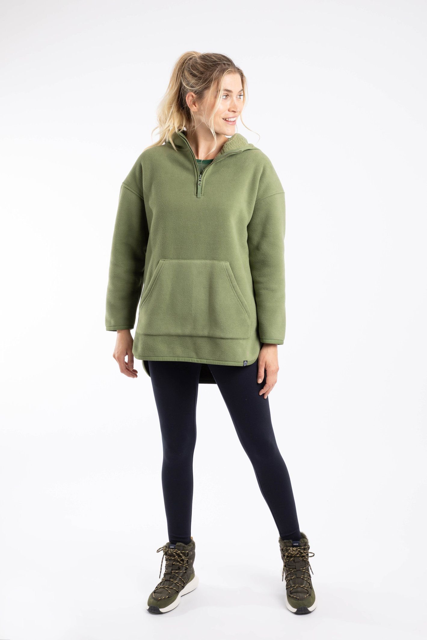 Weird Fish Weird Fish Women's Laura Polar Popover Hoodie in Olive - 1