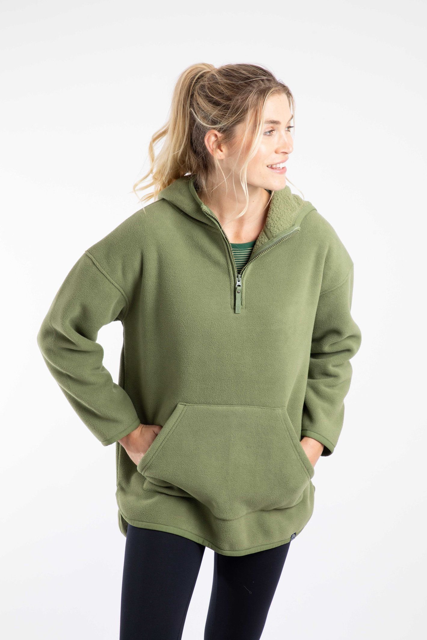 Weird Fish Weird Fish Women's Laura Polar Popover Hoodie in Olive - 4