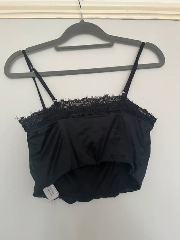 Bershka Bershka cropped lace top black - 1