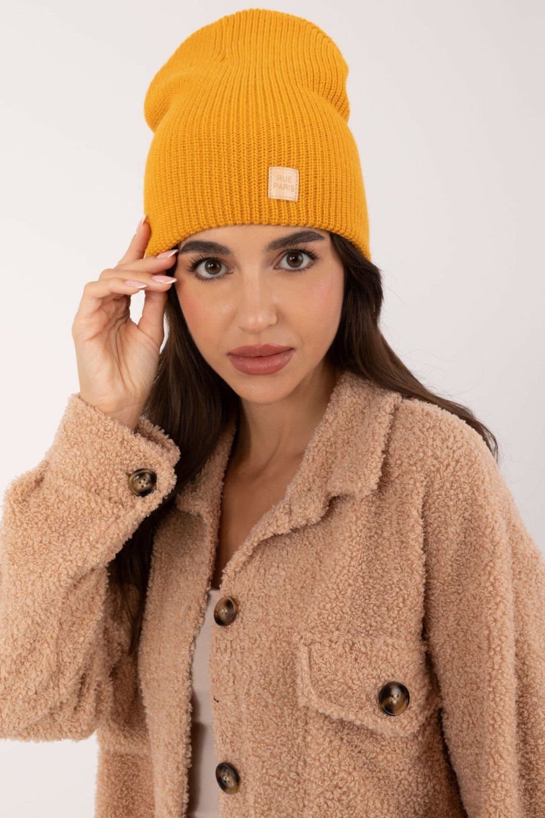 Love Lace Love Lace Yellow Soft Acrylic Beanie Hat with Patch