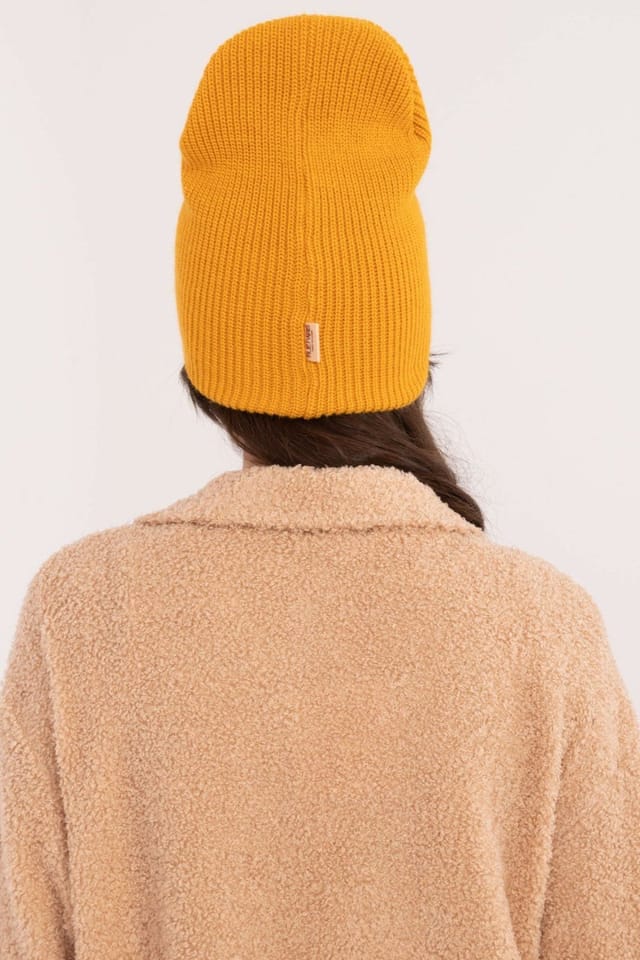 Love Lace Love Lace Women's Soft Acrylic Classic Beanie Hat with Monochrome Patch Everyday Wear in Yellow - 3