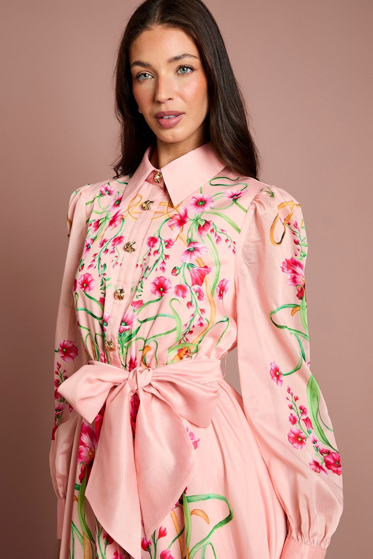 Coast Coast Women's Boarder Print Organza Shirt Dress in Blush - 4
