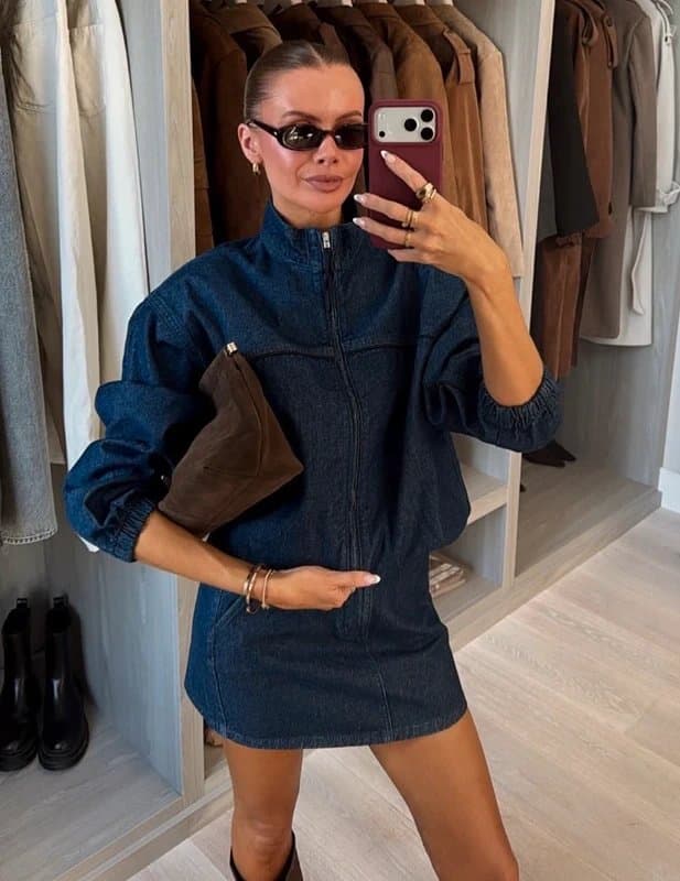 ASOS ASOS denim coord mini skirt & funnel neck jacket