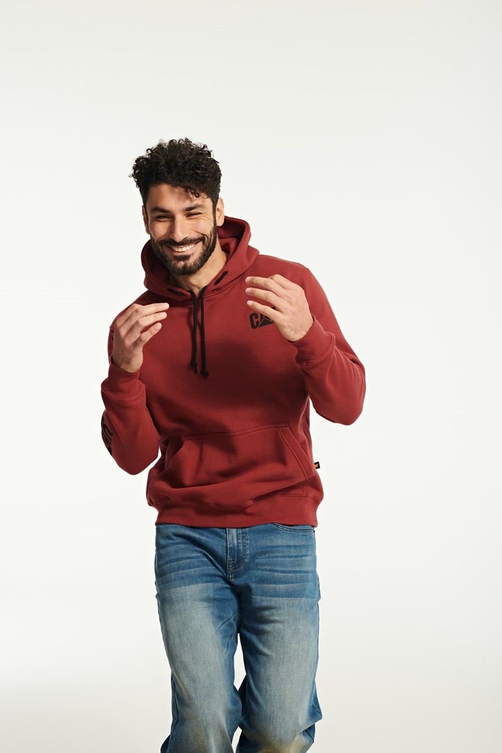 Caterpillar Caterpillar Men's Trademark Banner Hooded Sweatshirt in Red