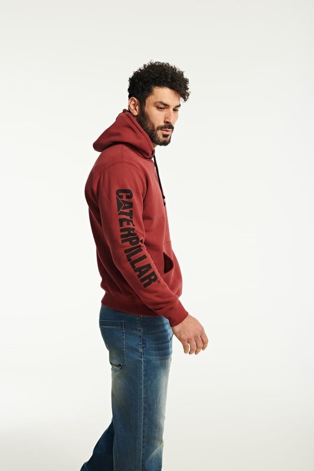 Caterpillar Caterpillar Men's Trademark Banner Hooded Sweatshirt in Red - 3