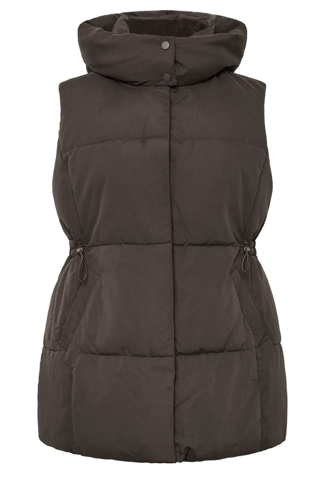 Yours Yours Women's Short Padded Gilet in Chocolate - 2