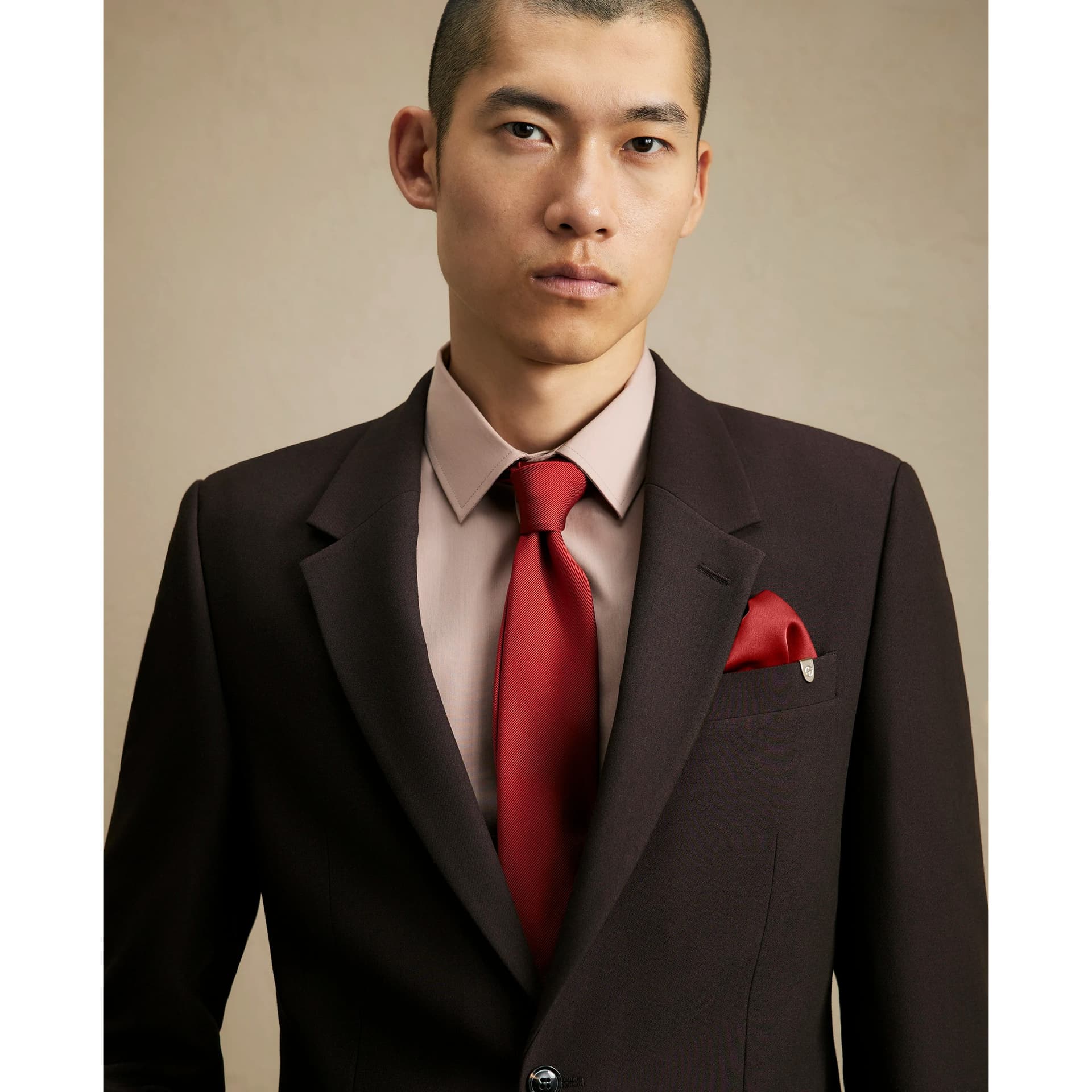 River Island Mens River Island Orange Twill Tie And Handkerchief Set
