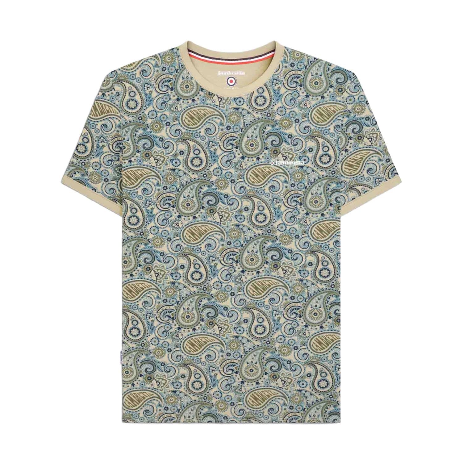Lambretta Lambretta Men's SS25 Paisley T-Shirt in Light Grey