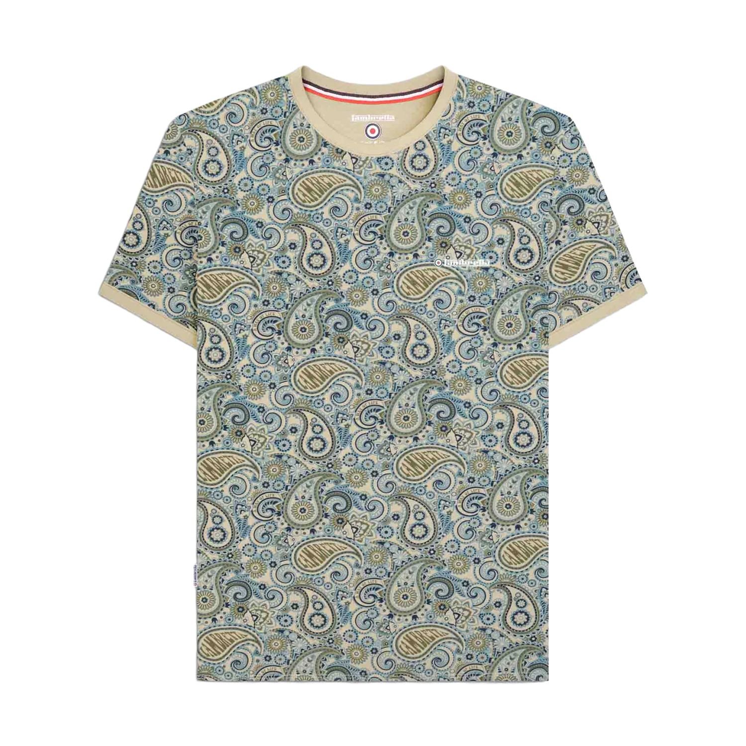 Lambretta Lambretta Men's SS25 Paisley T-Shirt in Light Grey - 2