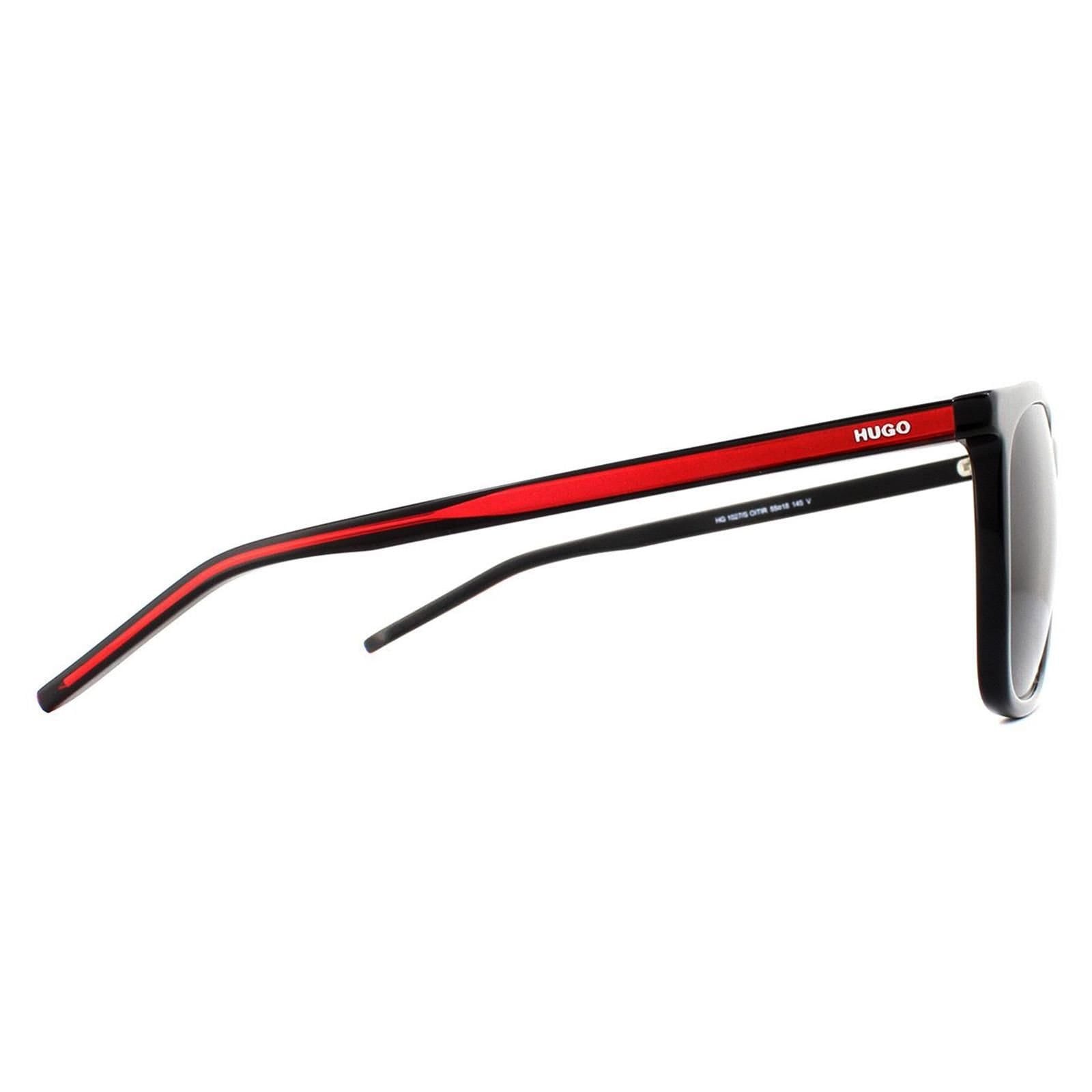 HUGO HUGO Men's Square Black Red Grey Sunglasses - 4