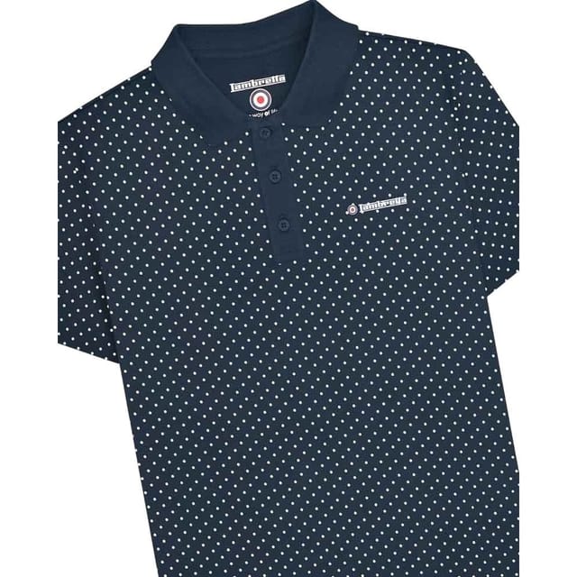 Lambretta Lambretta Men's Polka Dot Big & Tall Polo Shirt in Navy - 3