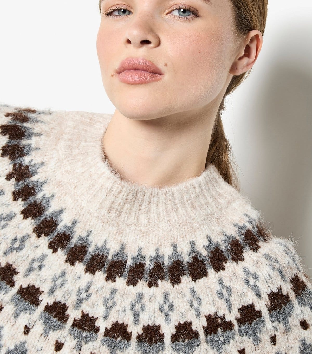 Apricot Women's Stone Fairisle Pattern High Neck Jumper Apricot New Look - 4