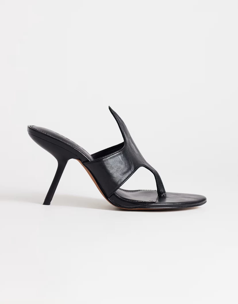 ASOS Topshop Nora angular high heeled mule sandal in black - 1